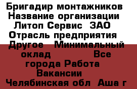 Бригадир монтажников › Название организации ­ Литоп-Сервис, ЗАО › Отрасль предприятия ­ Другое › Минимальный оклад ­ 23 000 - Все города Работа » Вакансии   . Челябинская обл.,Аша г.